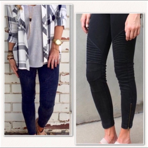 Aluna Levi Pants - Moto Jegging Biker Pants - Black